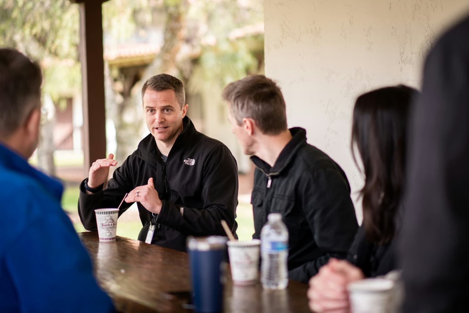 church group talking at a surf retreat